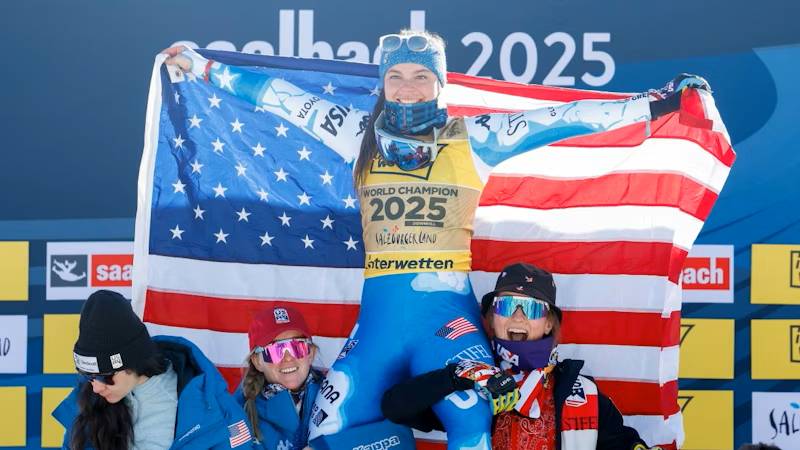 An American Olympian celebrates a win